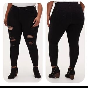 Torrid Black Sky High Skinny Premium Distressed Jeans